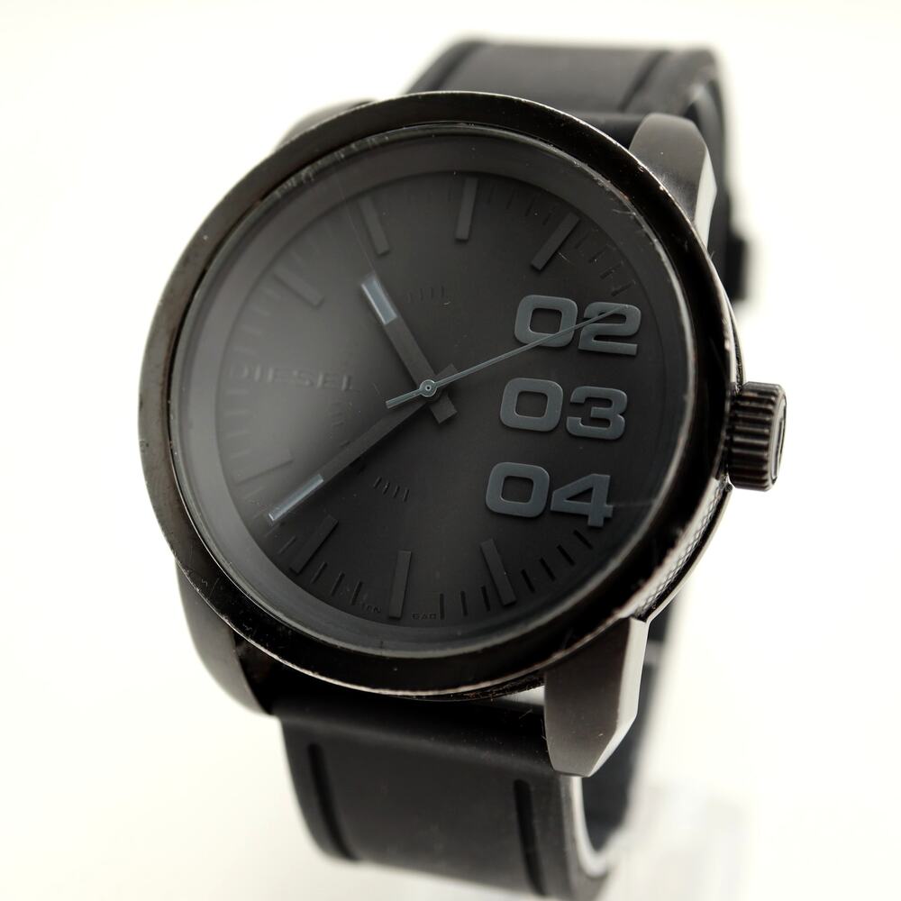 Diesel Double Down Mens Black Stealth 46mm Watch Black DZ-1446 w New Battery
